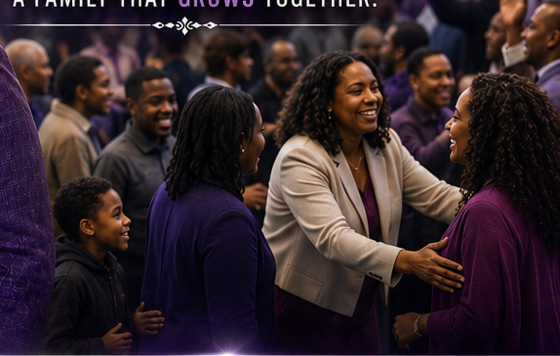 Congregation greeting one another in worship